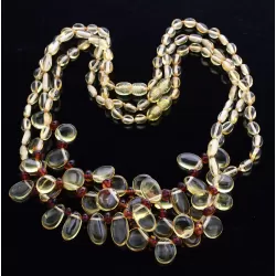 3 Lemon Leaf Baltic amber Choker Leaves Necklace 46cm