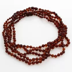 5 Cognac ROUND beads Baltic amber adult necklaces 45cm