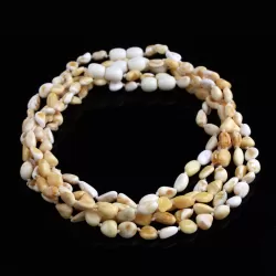 5 White BEANS teething Baltic amber necklaces 33cm