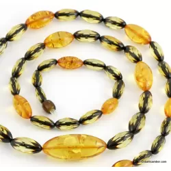 Genuine Baltic amber bead combination long necklace 32in