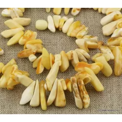 Long UNIQUE white nuggets Baltic amber necklace 24in