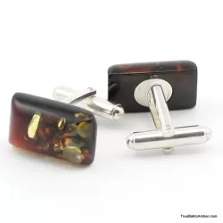 Modern Baltic amber sterling silver cufflinks