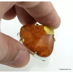 Exclusive Baltic amber silver brooch