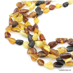 Lot of 5 Knotted BEANS Baltic amber necklaces