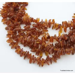 Lot of 5 Baltic amber LONG CHIP beads necklaces