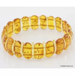 Honey pieces Baltic amber elastic bracelet 8in