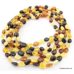 6 Multi larger BEANS Baltic amber adult wholesale necklaces
