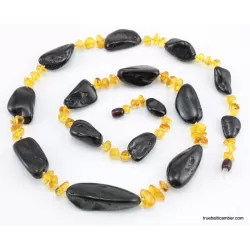 Large knotted beads Baltic amber necklace 30in