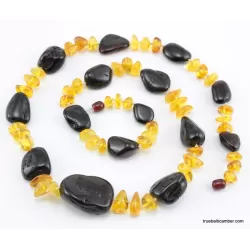 Large knotted beads Baltic amber necklace 30in