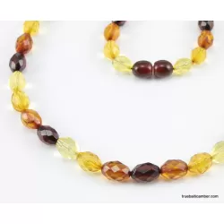 Faceted Baltic amber Multi OLIVE beads necklace