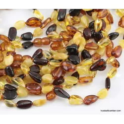 Multi BEANS Baltic amber knotted necklace 18in