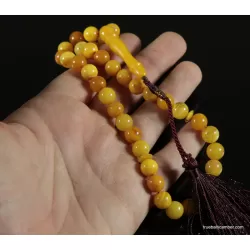 ANTIQUE Islamic 37 Baltic amber prayer ROUND beads