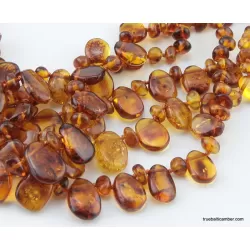 5 Cognac Leave shape nuggets Baltic amber chokers