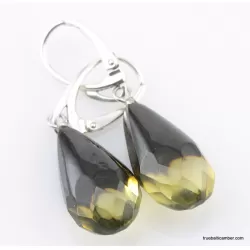 Faceted drops Baltic amber earrings