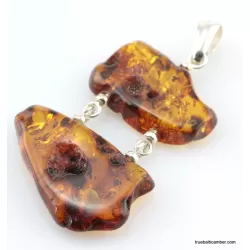 Nautral Baltic amber silver pendant