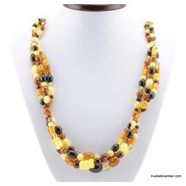 Woven multi-strand Baltic amber necklace 25in