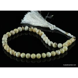 WHITE Islamic 33 Baltic amber prayer ROUND beads