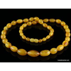 Vintage OLIVE beads Baltic amber necklace