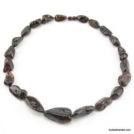 Large dark stones Baltic amber necklace