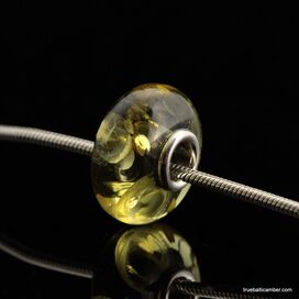 Green PANDORA style Baltic amber bead Charm
