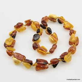 Triple BEANS Baltic amber arisan necklace 18in