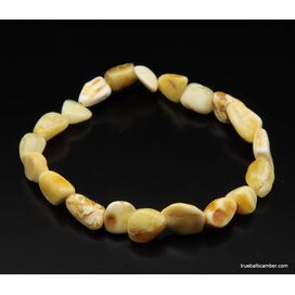 White Beans Baltic amber elastic bracelet 8in