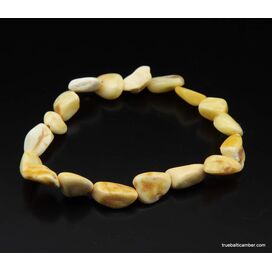 White Beans Baltic amber elastic bracelet 8in