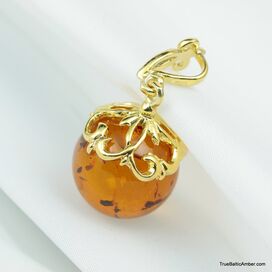Cognac Round Ball Baltic amber pendant
