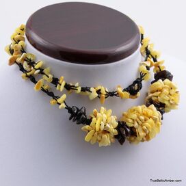Handmade Artisan White BALTIC AMBER Knotted Necklace