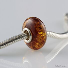 Cognac Baltic amber PANDORA style bead