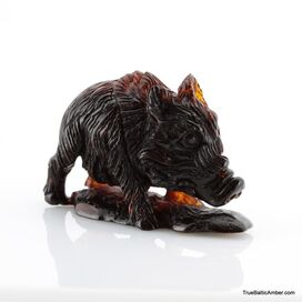 Carved Genuine BALTIC AMBER - Hog