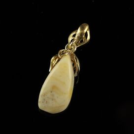 Free shape white Baltic amber carved pendant