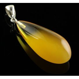 Butter DROP Genuine Baltic Amber Silver Pendant