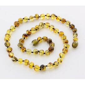 Green BAROQUE beads Baltic amber necklace 45cm