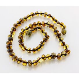 Green BAROQUE beads Baltic amber necklace 44cm