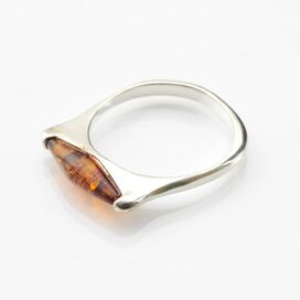 Sterling silver and natural Baltic amber ring