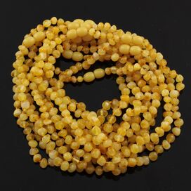 10 Butter BAROQUE Baby teething Baltic amber necklaces 32cm