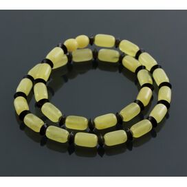 Butter cylinder beads Baltic amber necklace 16in