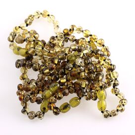 10 Green BAROQUE Baltic amber teething bracelets 14cm
