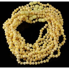 10 White BAROQUE Baby teething Baltic amber necklaces 33cm