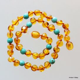 Gemstone Baltic Amber Teething Necklace for Baby