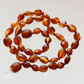 Unpolished BEANS Baby Baltic amber teething necklace 33cm