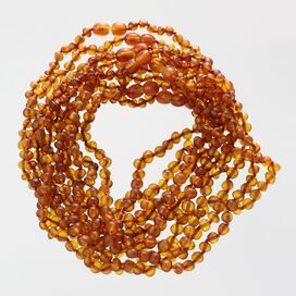 10 Unpolished Cognac BAROQUE Baby teething Baltic amber necklaces 32cm