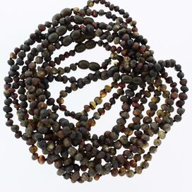 10 Raw Dark BAROQUE teething Baltic amber necklaces 32cm