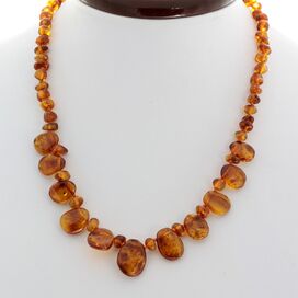 Leave shape pieces Baltic amber necklace 45cm