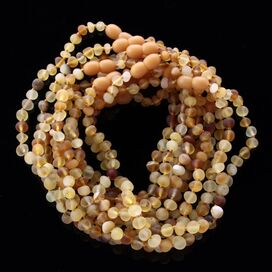 10 Raw Mix BAROQUE Baltic amber teething necklaces 28cm