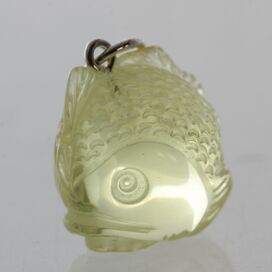 Lemon Baltic Amber figurine FISH Pendant Silver Charm