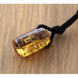 Natural Amber Pendant w Leather Cord
