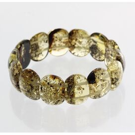 Green pieces Baltic amber elastic bracelet 19cm