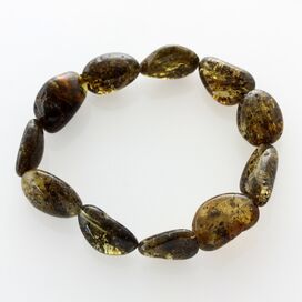 Large Dark BEADS Baltic amber stretch bracelet 19cm